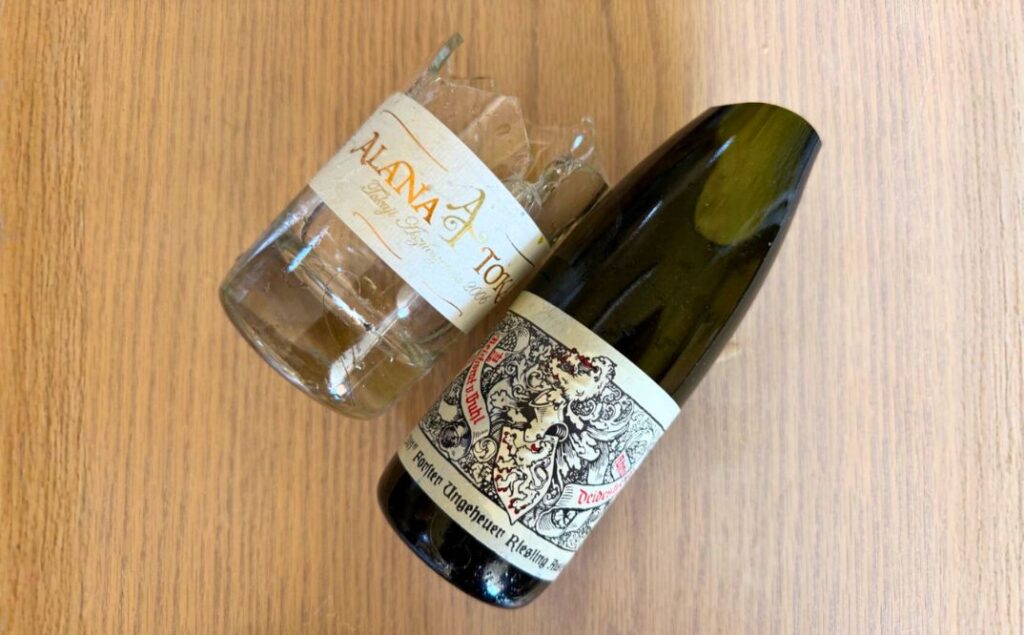 breaking an expensive bottle of wine